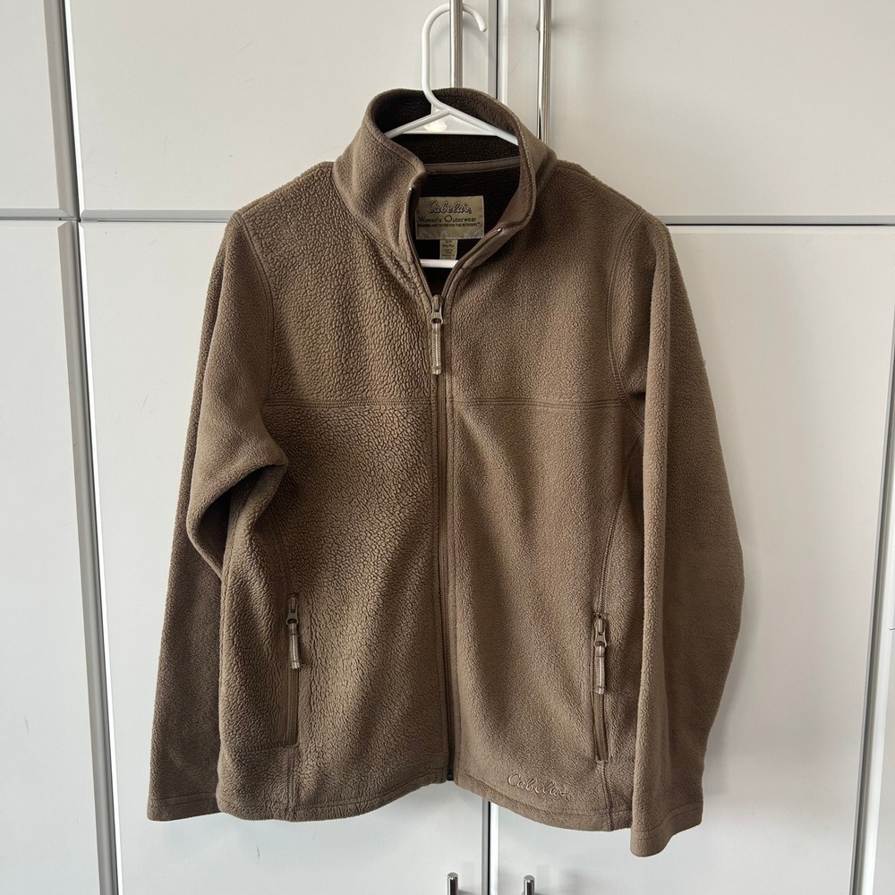 Cabelas Womens Outerwear Brown Full Zip Fleece Jacket Small S‎ Reg/Nor